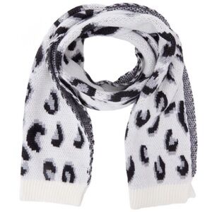 Virginia Wolf Leopard Scarf in White Leopard Print, Approx 67" L x 15" H x .1" W